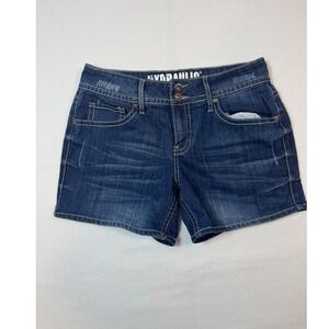 Boho Western Hydraulic Embroidered Denim Shorts Womens 12 Dark Wash Indigo